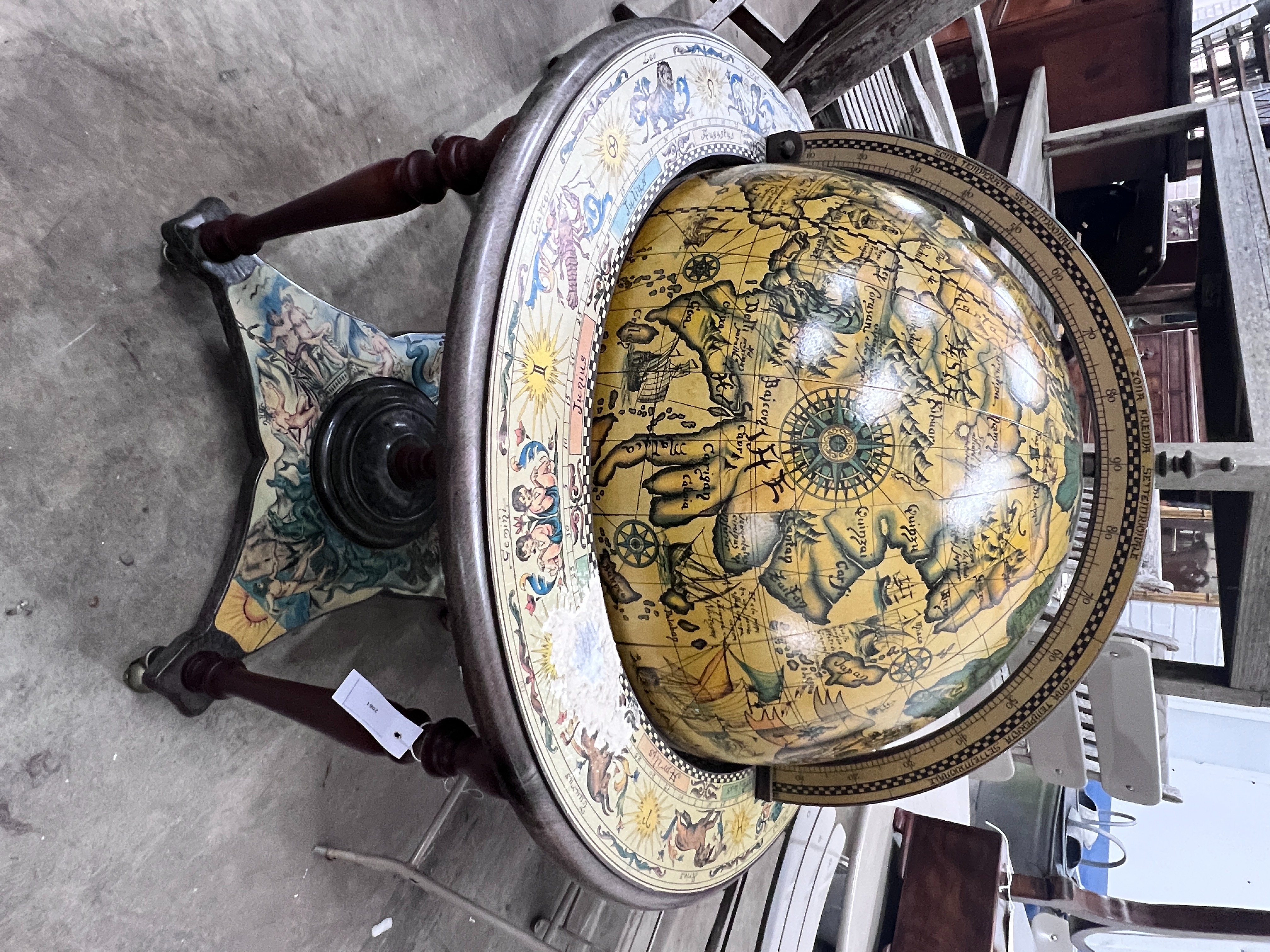 A globe drinks trolley, height 98cm